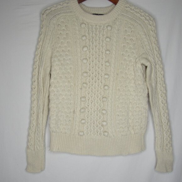 J. Crew Cream Popcorn Cable Knit Sweater Women's XS XSmall - Picture 6 of 8